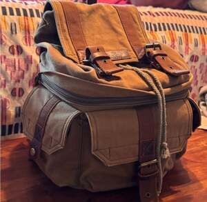 Vintage Canvas Utility Backpack Gorpcore Earth Tone Hiking Rugged Minimalist